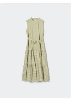 【新品タグ付】ユニクロ スラブコットンワンピース（ノースリーブ）S オリーブ