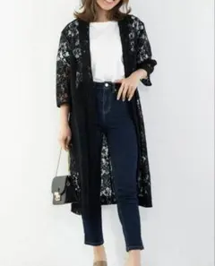 COHINA コヒナ レースカーディガン XS 黒 ロング シアー ガウンのサムネイル