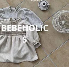 BEBEHOLIC 花柄ワンピース ベージュ シャーリング S 90