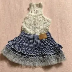 犬服 レースとギンガムチェックのドレス