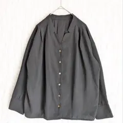 ヴィス ブラウス 長袖 ブラック 金ボタン 春服 Vネック F 美シルエット