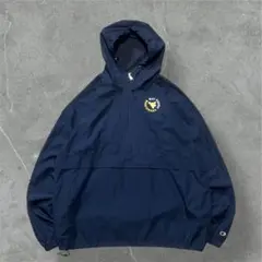 90s Champion WVUハーフジップアノラック XXLカレッジ物ネイビー