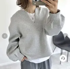 グレー Vネック バルーンスリーブ スウェット