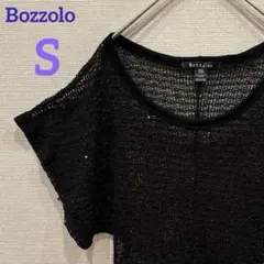 美品✨️ 【S】ニット サマーセーター トップス ラメ入り 黒 ブラック 半袖古着