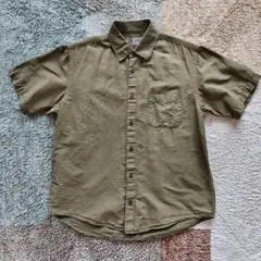 【中古】メンズ ヘンプコットン半袖シャツ Sサイズ スモーキーグリーンのサムネイル