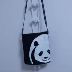 【未使用】倉敷屋 パンダ柄 デニム ショルダーポーチ 真田紐