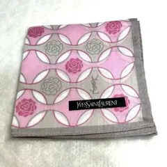 最終値下げ‼️新品、未使用　イヴ・サンローラン　ハンカチ　花柄　ピンク　グレー