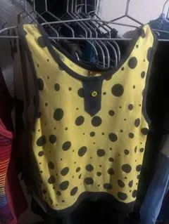 イエロー 水玉模様 タンクトップ