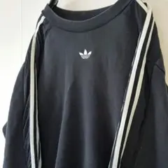 アディダスオリジナルス ロゴ 刺繍 スウェットトレーナーXL ブラック 黒 古着