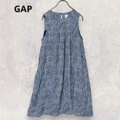 GAP ギャップ ペイズリー柄ワンピース XXS ネイビー ブルー ノースリーブ