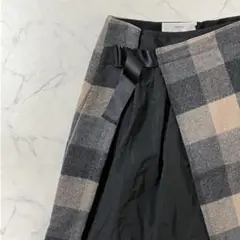 美品near. nippon 日本製 ウール ラップ ひざ丈 スカート 36