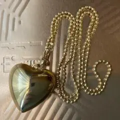 【日本製】ハートの金メッキロングネックレス　ゴールド　ボールチェーン