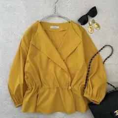 ADORE アドーア　ノーカラージャケット　ライトアウター 7分袖　ボリューム袖