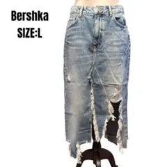 未使用に近い Bershka ベルシュカ ダメージデニム スリットスカート L