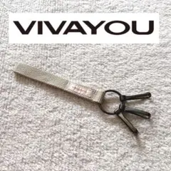 美品 VIVAYOU ビバユー ベージュ 3連キーリング キーホルダー チャーム