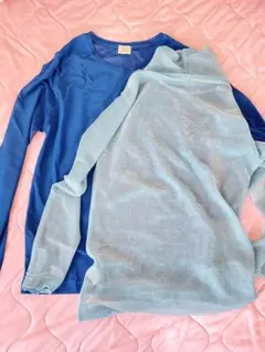 美品セット売りシアートップス２点BLUE系