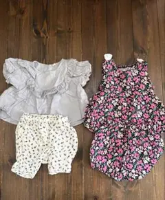 極美品◎バースデイ ベビー セットアップ ２点セット 女の子 花柄 90