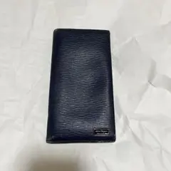 【Salvatore Ferragamo】 レザー 二つ折り 長財布 ネイビー
