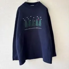 Lee 90s USA製　スウェット　風景刺繍　木　鳥　古着　M 696