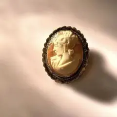 お値打ち価格☆本鼈甲＊シェルカメオブローチ＊ヴィンテージアンティーク＊昭和レトロ 本べっ甲とシェルカメオの大きな手彫りブローチ兼ペンダント