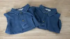 】じゃいこ様専用】デニムブルー長袖ロンパース双子セット2着2点70サイズ