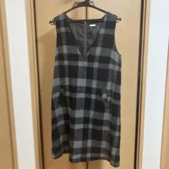 スタジオクリップノースリーブ ワンピース 黒グレーチェック