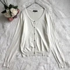 ミッシュマッシュ（M）長袖カーディガン ホワイト白 ビジューボタン レーヨン混のサムネイル