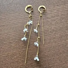Sweet pea スイートピー k18片耳天然石ピアス アッシュペーフランス