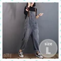 【新品】Lサイズ　オーバーオール　サロペット　パンツ　デニム　ジーンズ　ゆったり