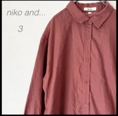 【ニコアンド】ロングシャツワンピース(3)赤 シンプル カジュアル ゆったり