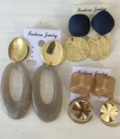 3点セット　177 ハンドメイド　樹脂　金属　ピアス　イヤリング　まとめ売り