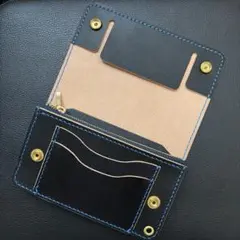 姫路レザー　ミドルトラッカーウォレット【3層/手染め/ハンドメイド】
