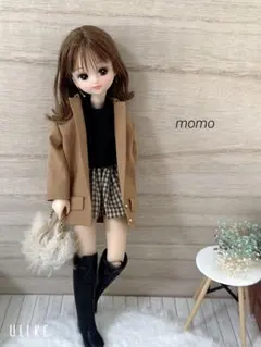 22cmドール服 テーラードジャケット×チェックスカート♡コーデ2点セット