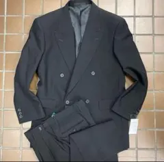 【即発送可能】礼服★喪服　ブラックダブルスーツ/M A5/2タック/アジャスター