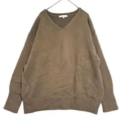 グローバルワーク　Vネック オーバーサイズニット　茶 系　M