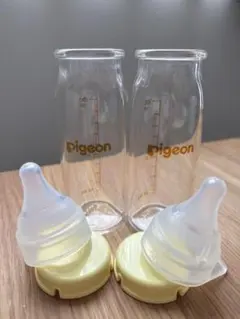 【美品】ピジョン母乳実感 直付け 哺乳瓶 100ml 産院 新生児用 2本セット