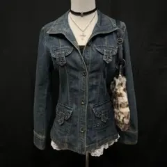 平成ギャル　y2k グランジ　デニムジャケット　Gジャン　ギミック　タイト