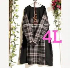 5847新品⭐️4L＊チェック切替が可愛いワンピース大きいサイズ