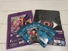 一番くじ ワンピースカード ルフィ＋未開封ステッカー×5パック＋タオル2枚