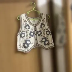 GRL クロシェ ニット ベスト ビスチェ 水色 ベージュ