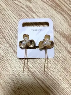 ゴールド花デザインパールイヤリング