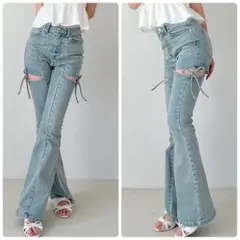 美品✨ resexxy リゼクシー カットアウト リボン デニム フレア