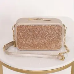 【極美品】DIANA グリッターショルダーバッグ ゴールドラメ