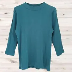 B2297 ikka Tシャツ 長袖 ロンT(M) 緑 綿 ハイネックのサムネイル