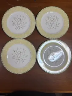 プレート 4枚セット 大皿 花柄 イエロー ボタニカル 洋食器のサムネイル