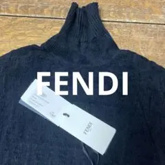 FENDI フェンディ　ハイネック ニット セーター 黒　ズッカ　黒ロゴ
