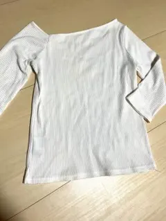 INGNIイング白オフショルダーニットトップスワンショルダーホワイトリブ