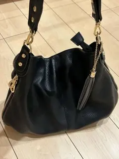 EXPU 2way 手提げ ショルダーバッグ ブラック＆ゴールド金具　レディース