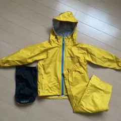 モンベルレイントレッカー Kid'sイエロー 上下セット　レインウェア