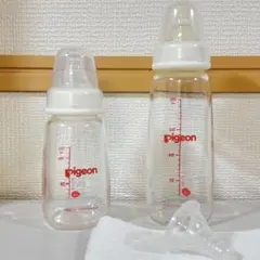 Pigeon 哺乳瓶 ガラス　スリム　250ml 100ml 乳首　3個セット